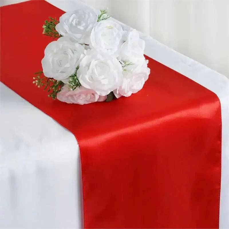 Party Expo, LLC - Wholesale Table Runner - Red Satin Table Runner 12" * 108"1