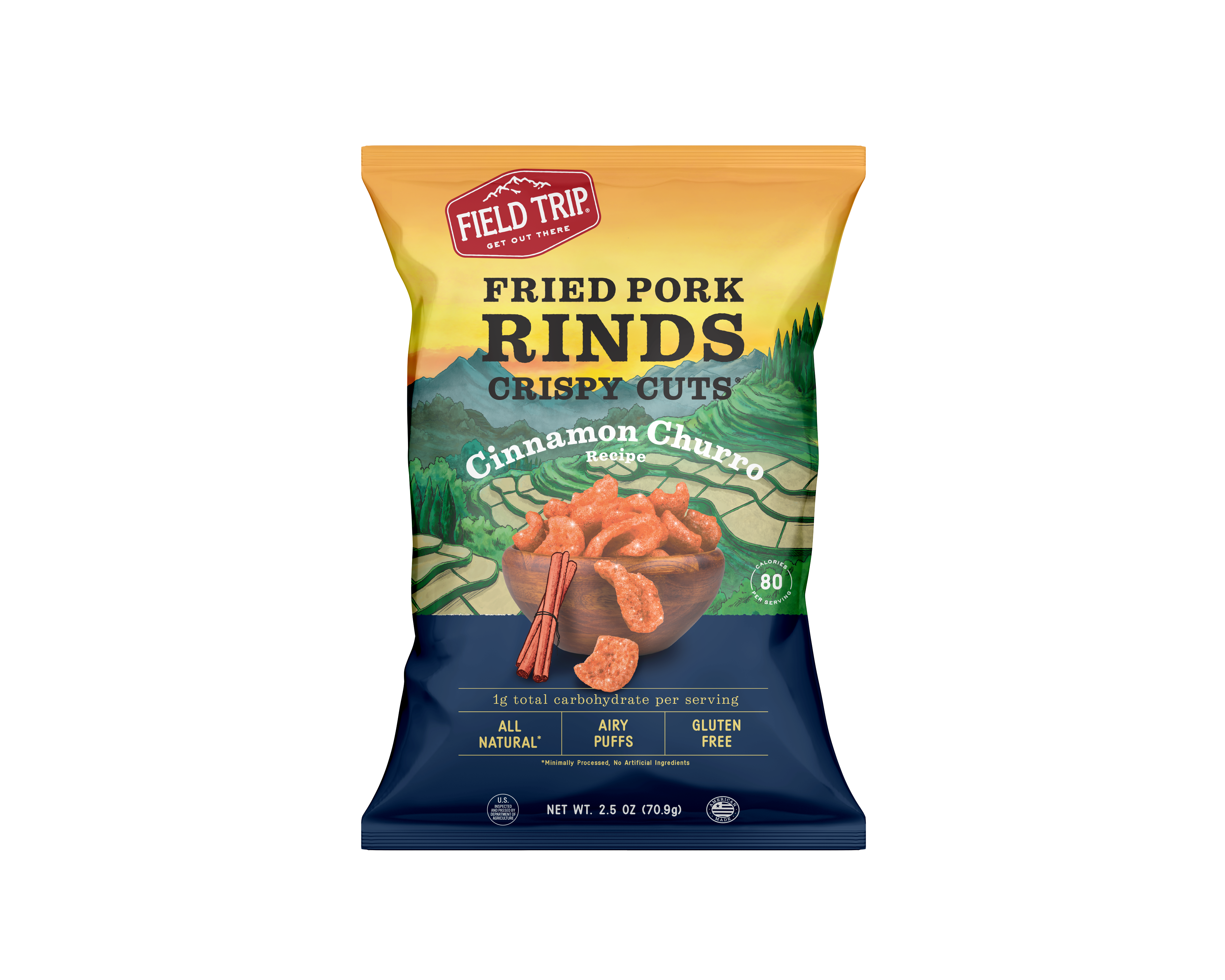 FIELD TRIP - Wholesale Puffed Snack - Crispy Cuts Cinnamon Churro Pork Rind (2.5oz)1