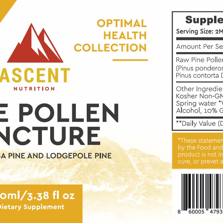 Ascent Nutrition – wholesale Tincture – Wild-Harvested Pine Pollen Tincture, 335 mg