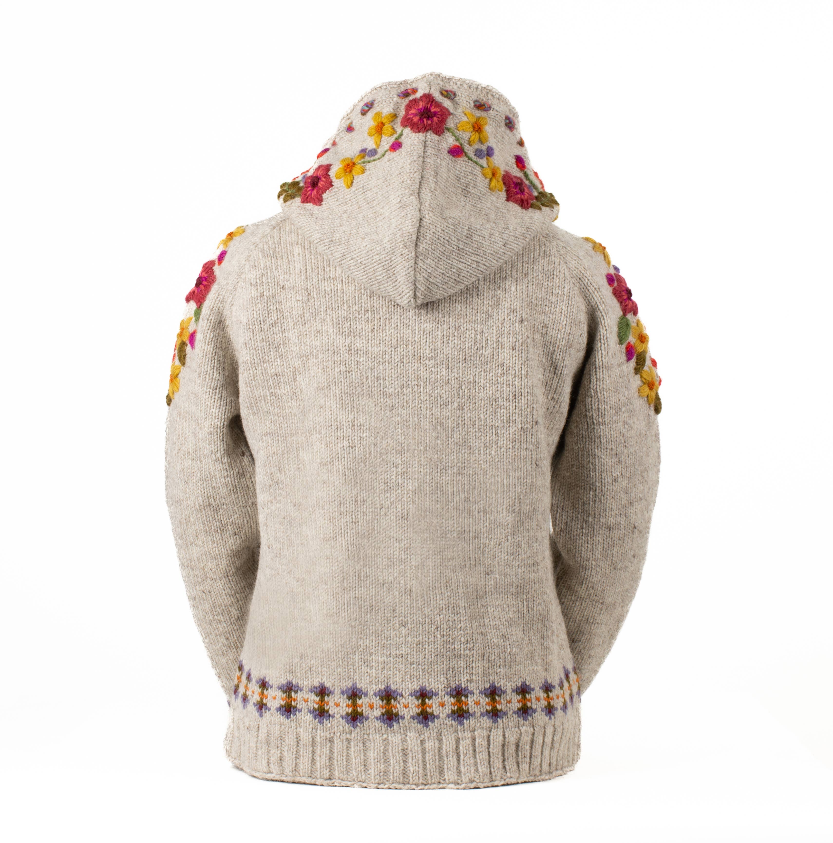 Lost Horizons Knitwear – Ships from USA - Wholesale Knit Sweater - Women's - Wildflower Wool Zip Hoodie Sweater – Embroidered Knit Jacket4