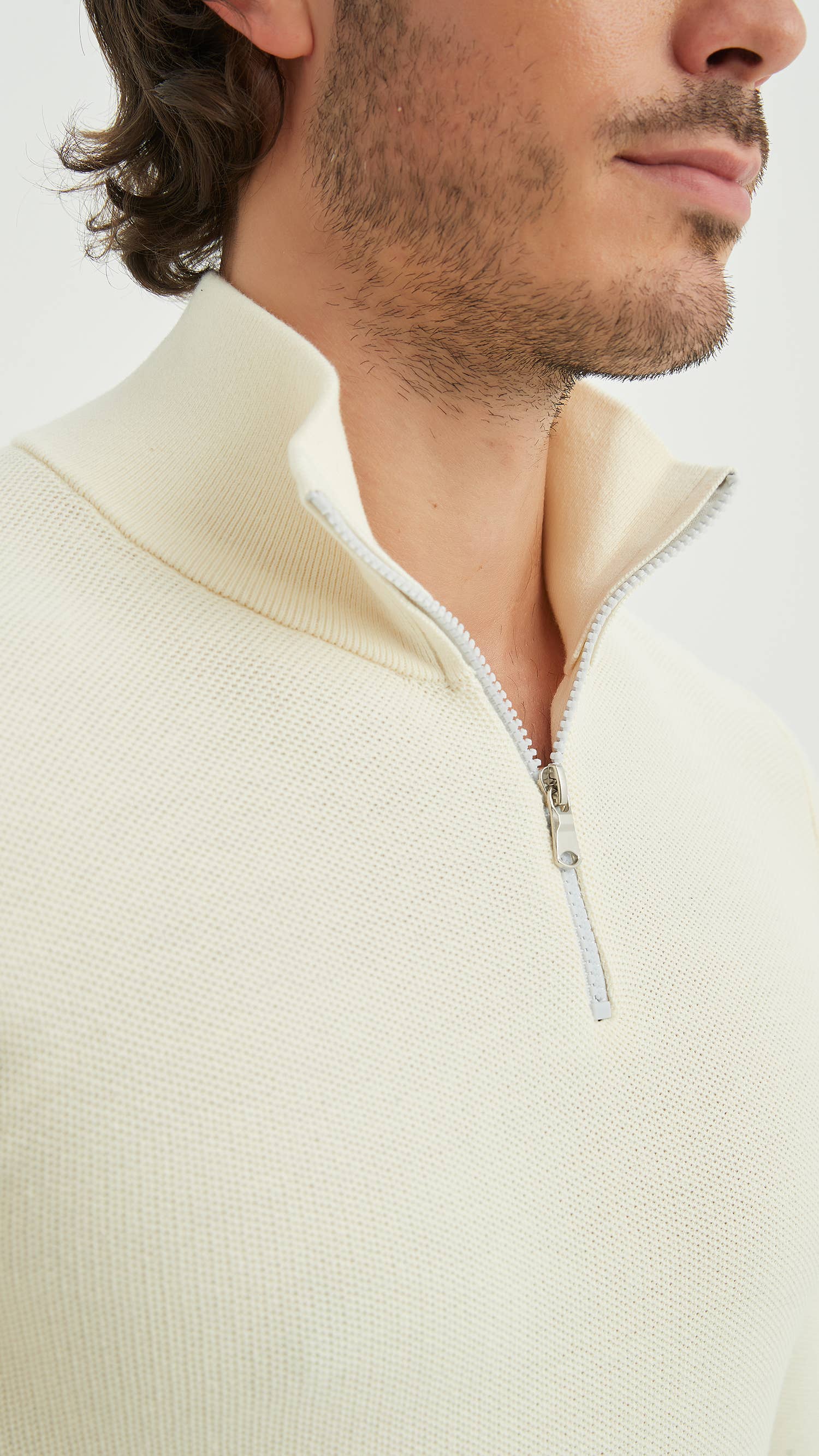 Yves Enzo - Wholesale Knit Sweater - Men's - Cotton trucker sport look - Off White1