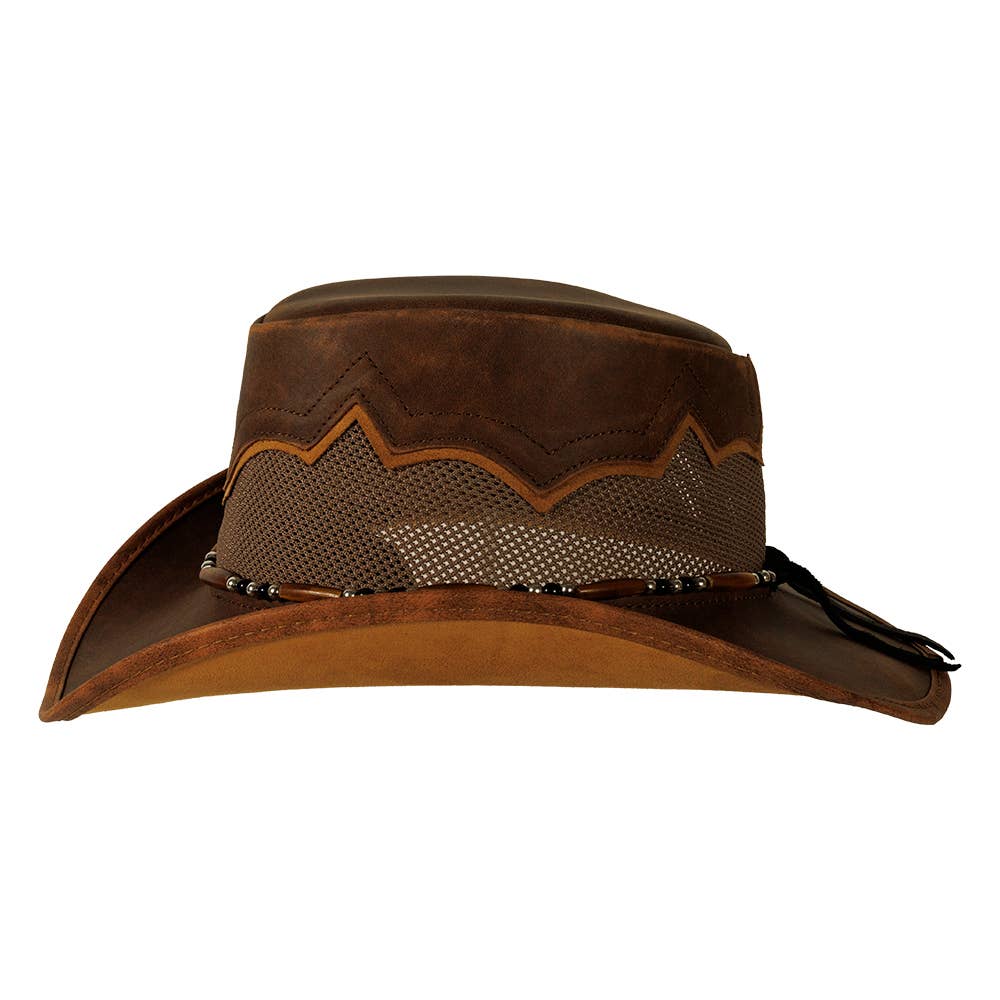 American Hat Makers – Chapéu de cowboy - Unissexo por atacado – Chapéu de Rede em Pele Genuína Outback - Estilo Sierra19