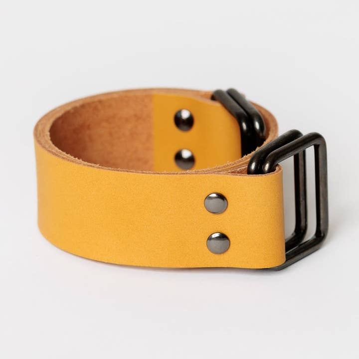 Mustard Leather carry strap for wholesale by Link Collective