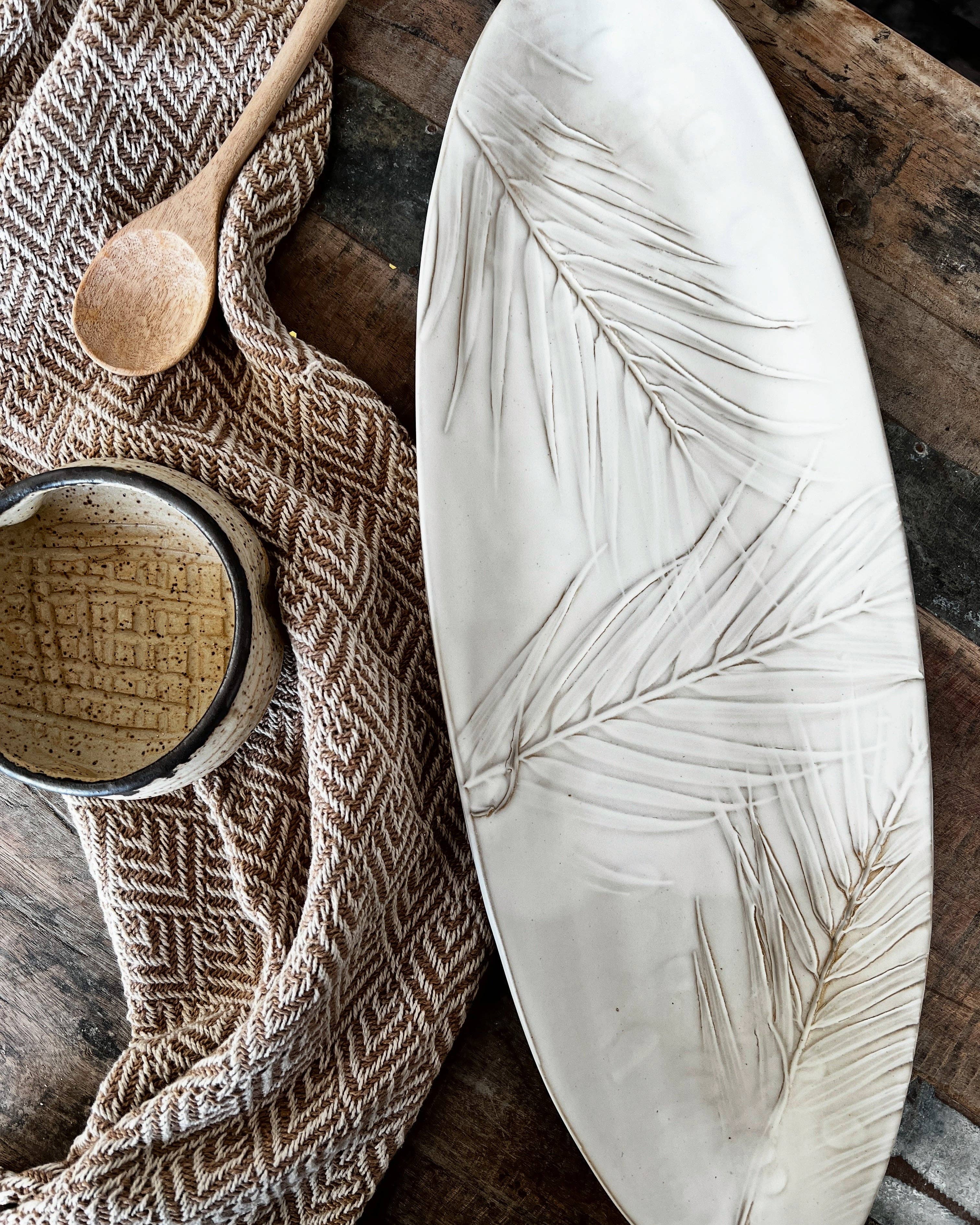 Gina DeSantis Ceramics – wholesale Serving tray – Sandalwood Fern Oval Platter1