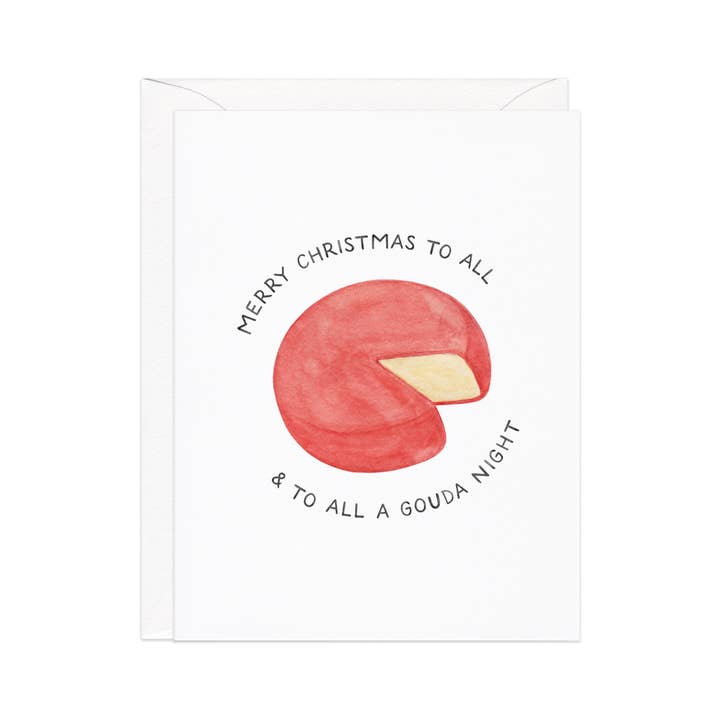 Amy Zhang - Wholesale Christmas Card - To All A Gouda Night — Funny Cheese Lovers Christmas Card1