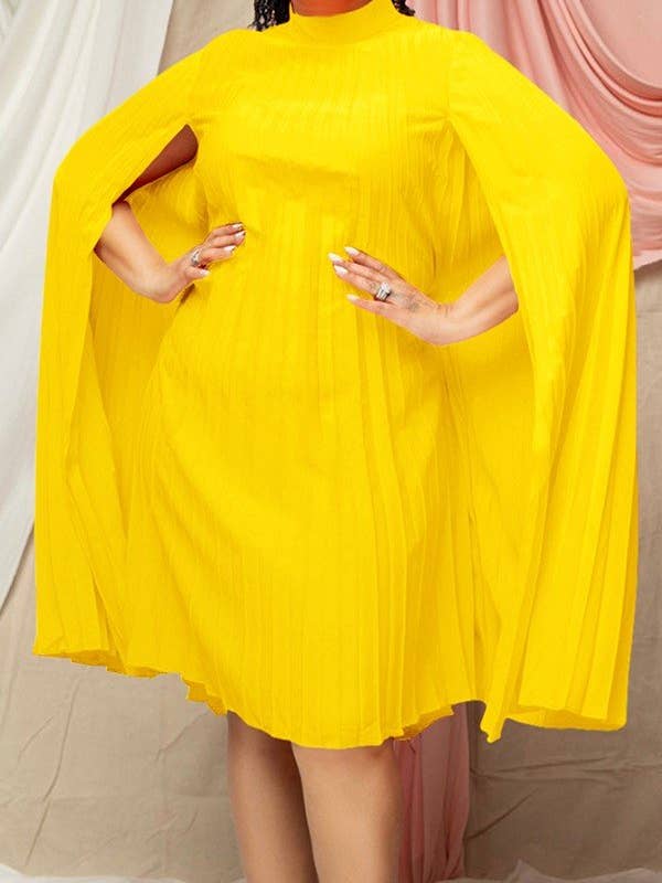 Aria Romance - Vente Robe – femme - Robe trapèze plissée à manches cape2