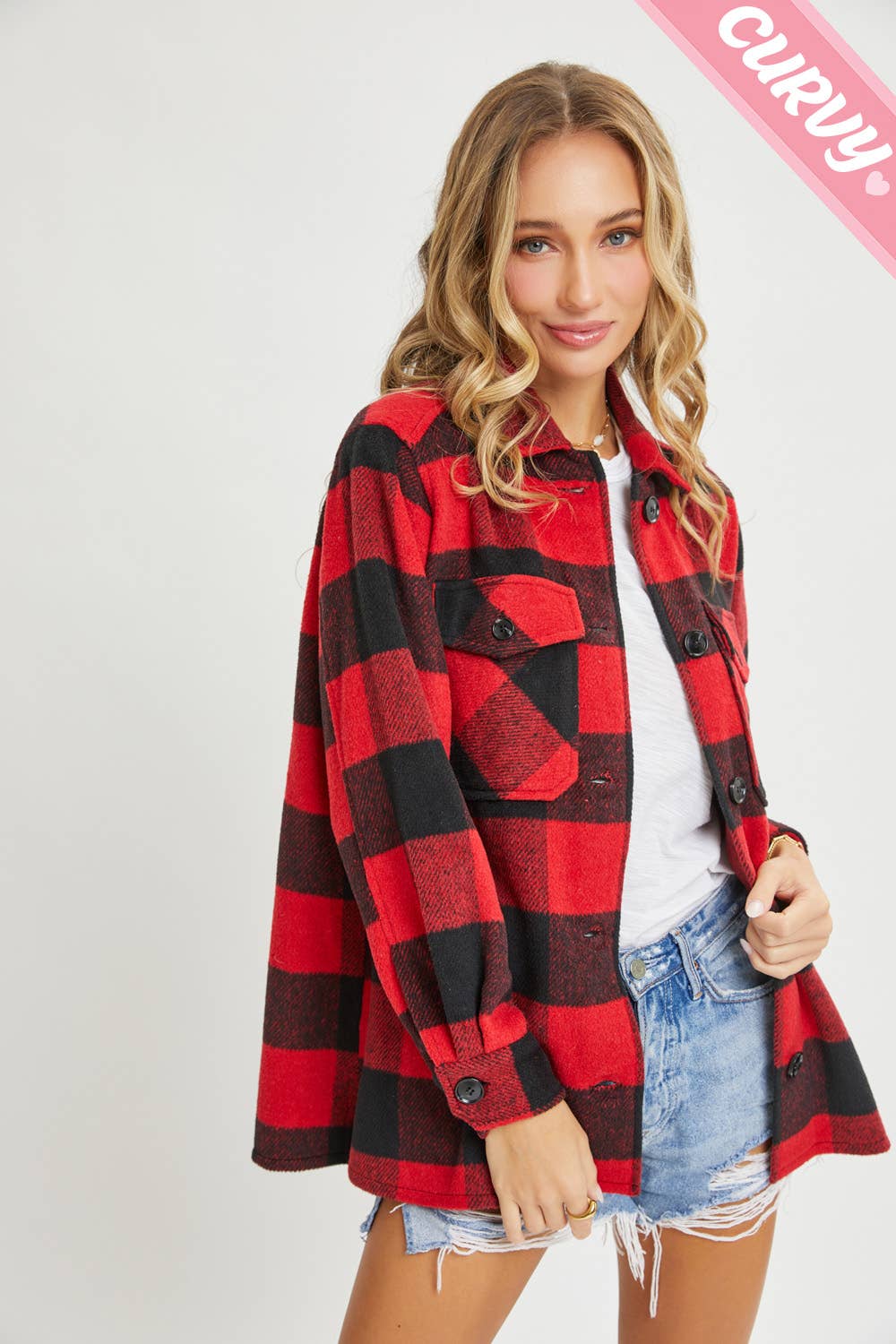 Sweet Lovely by Jen – wholesale Shirt Jacket/Shacket - Women’s – PLUS SIZE FLANNEL OUTEWERAR SHACKET25