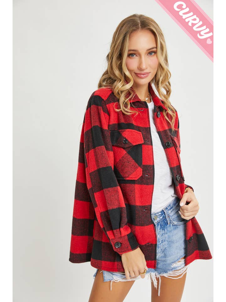 Sweet Lovely by Jen – wholesale Shirt Jacket/Shacket - Women’s – PLUS SIZE FLANNEL OUTEWERAR SHACKET25