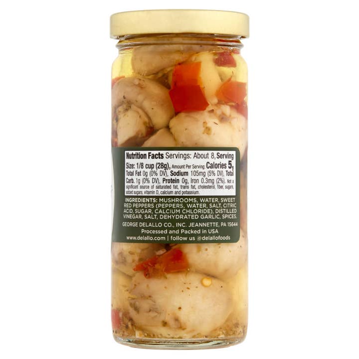 Delallo - Wholesale Pickled Vegetables - Marinated Mushrooms (Garlic And Sweet Red Peppers)1