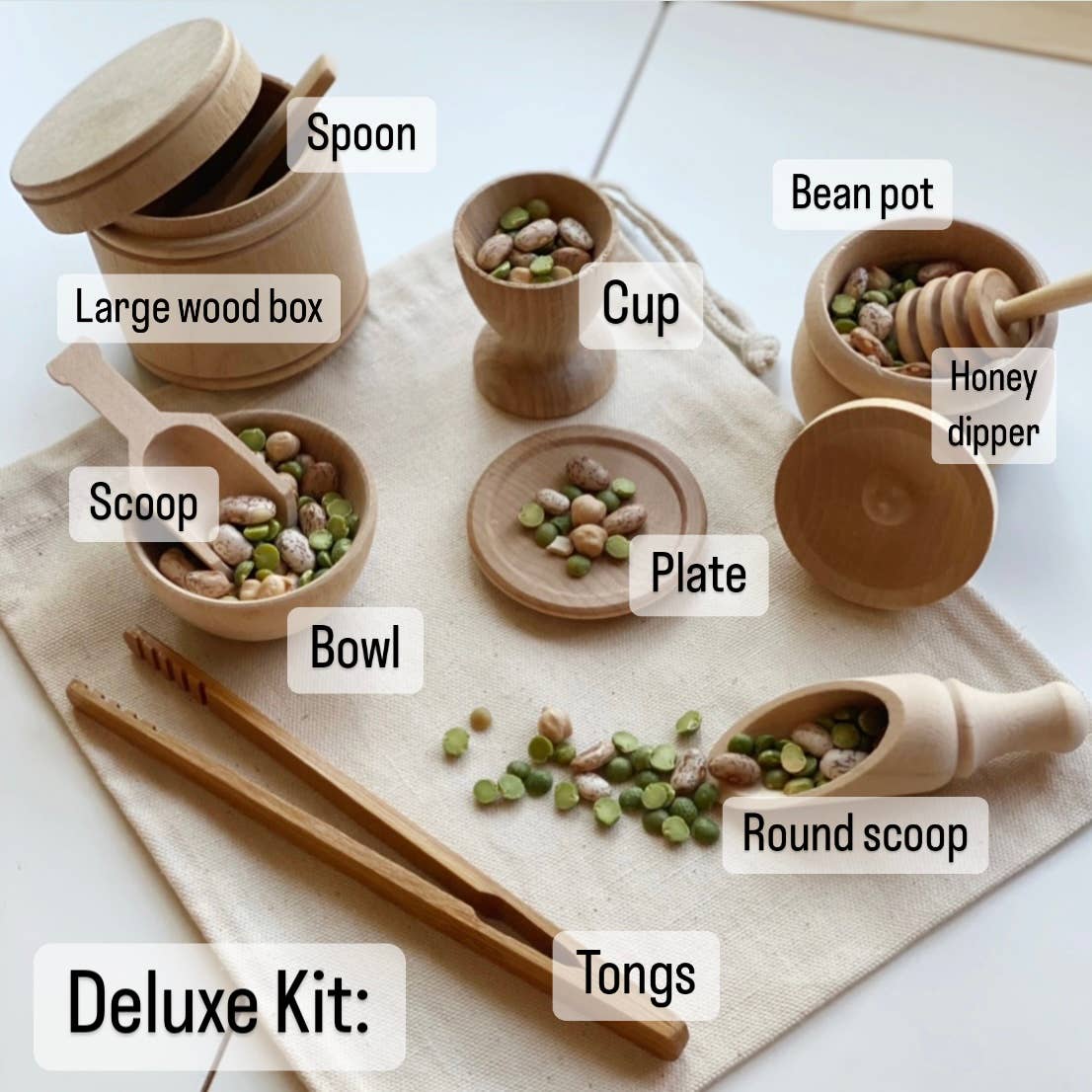 Taylored Toys – Engroshandel Trælegetøj - Børn – Montessori Waldorf Træ Sensory Bin Værktøjssæt3