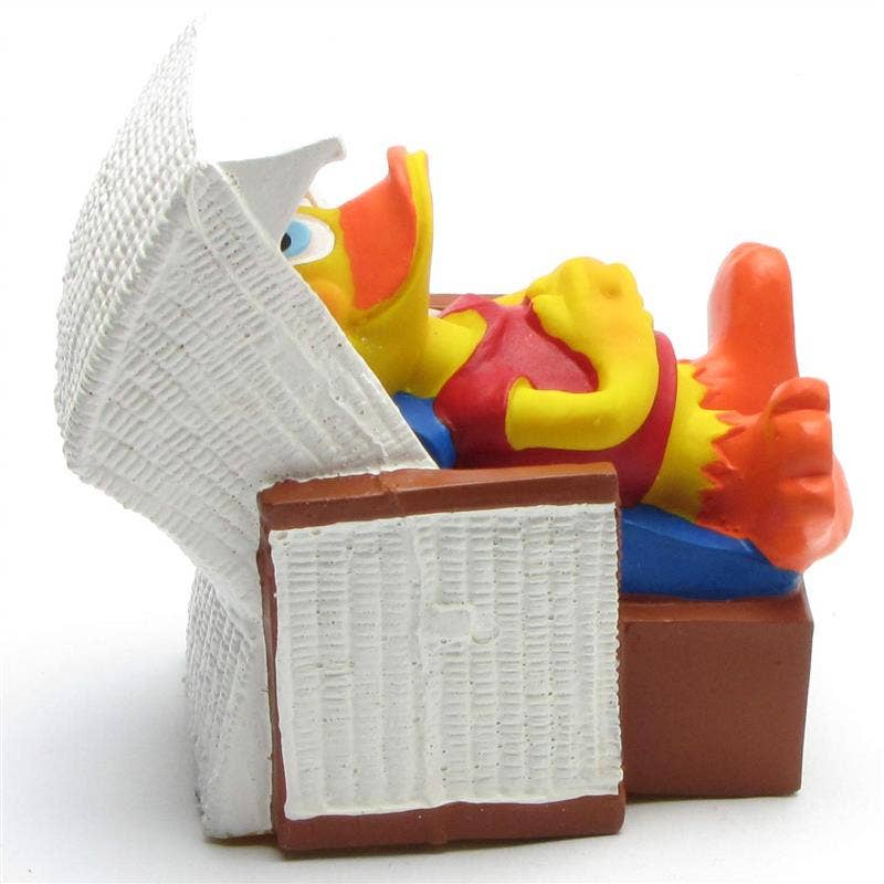 Duckshop - Vendita all'ingrosso Giocattolo da spiaggia/piscina - Bambini e neonati - Paperella di gomma sulla sedia da spiaggia - Paperella di gomma1