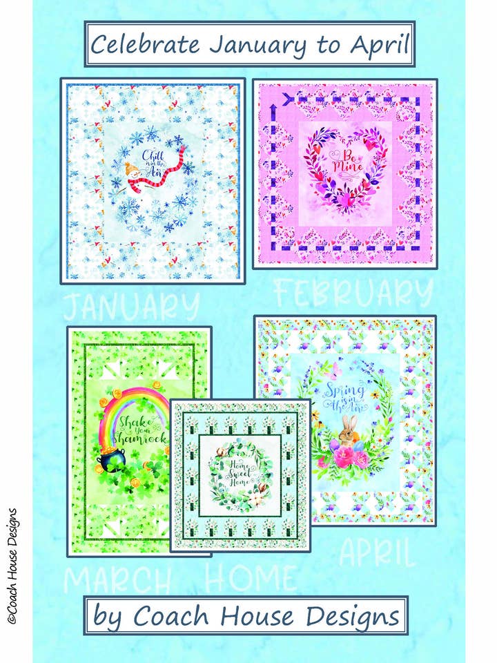 Fira januari till april Quilt Pattern för wholesale av Coach House Designs