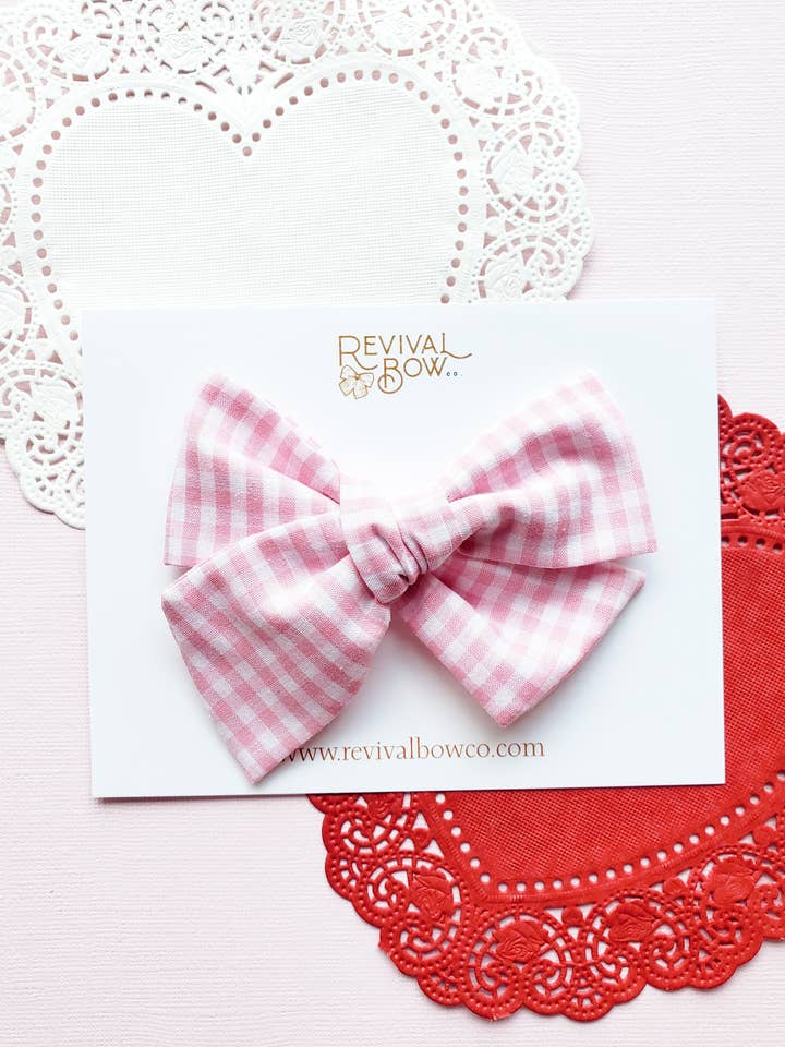 Lazo grande con clip para el Día de San Valentín • Viñán rosa para venta al por mayor de Revival Bow Co.
