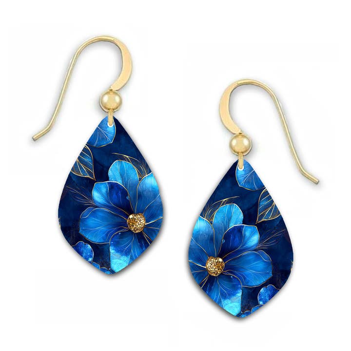 Blue Watercolor - Small Organic Teardrop Earring ETD41 for wholesale by ARTISTA