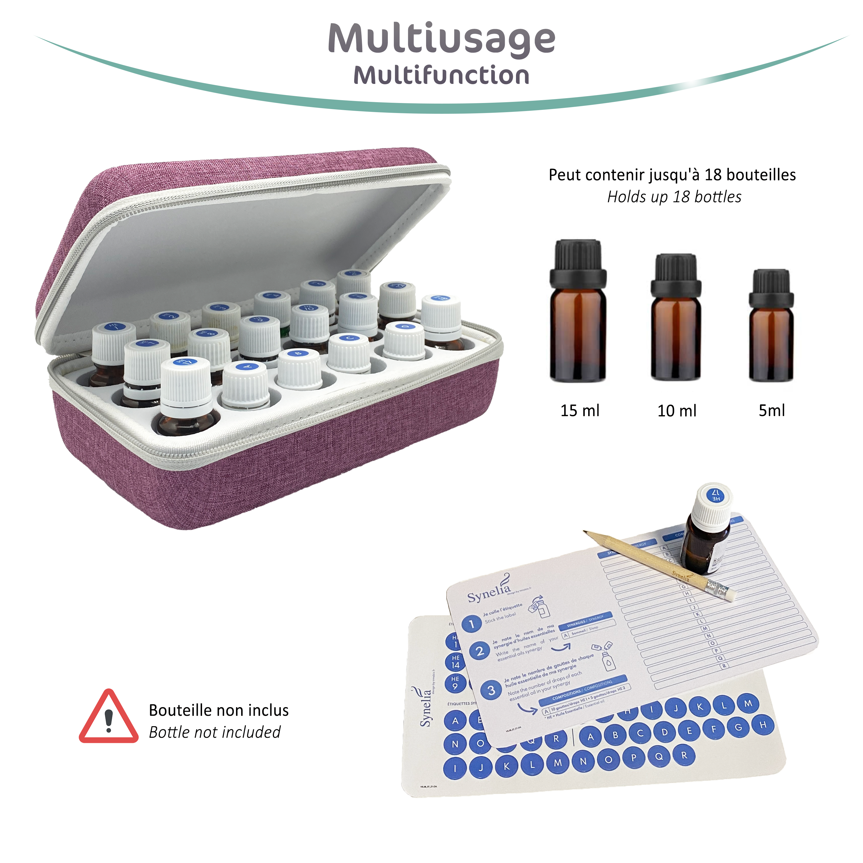 INNOBIZ - Wholesale Essential Oil Holder - Synelia case 18 essential oils - Purple2
