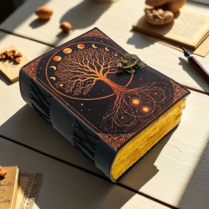 Tree of Life Leather Grimoire Journal – Handmade Diary for wholesale by Hana Exports