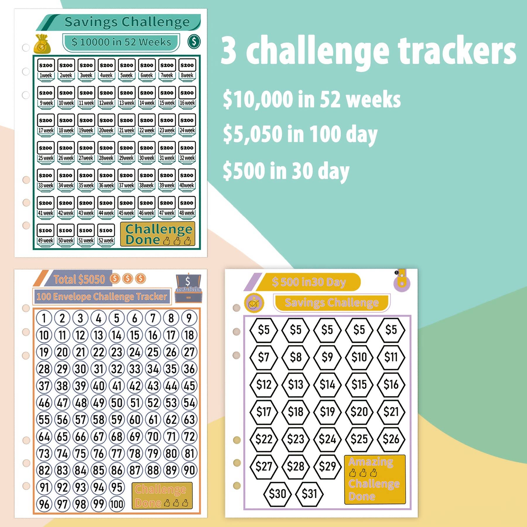 Shop Celino - Wholesale Binder - 100 Money Saving Challenge Envelopes, A5 Binder Inserts2