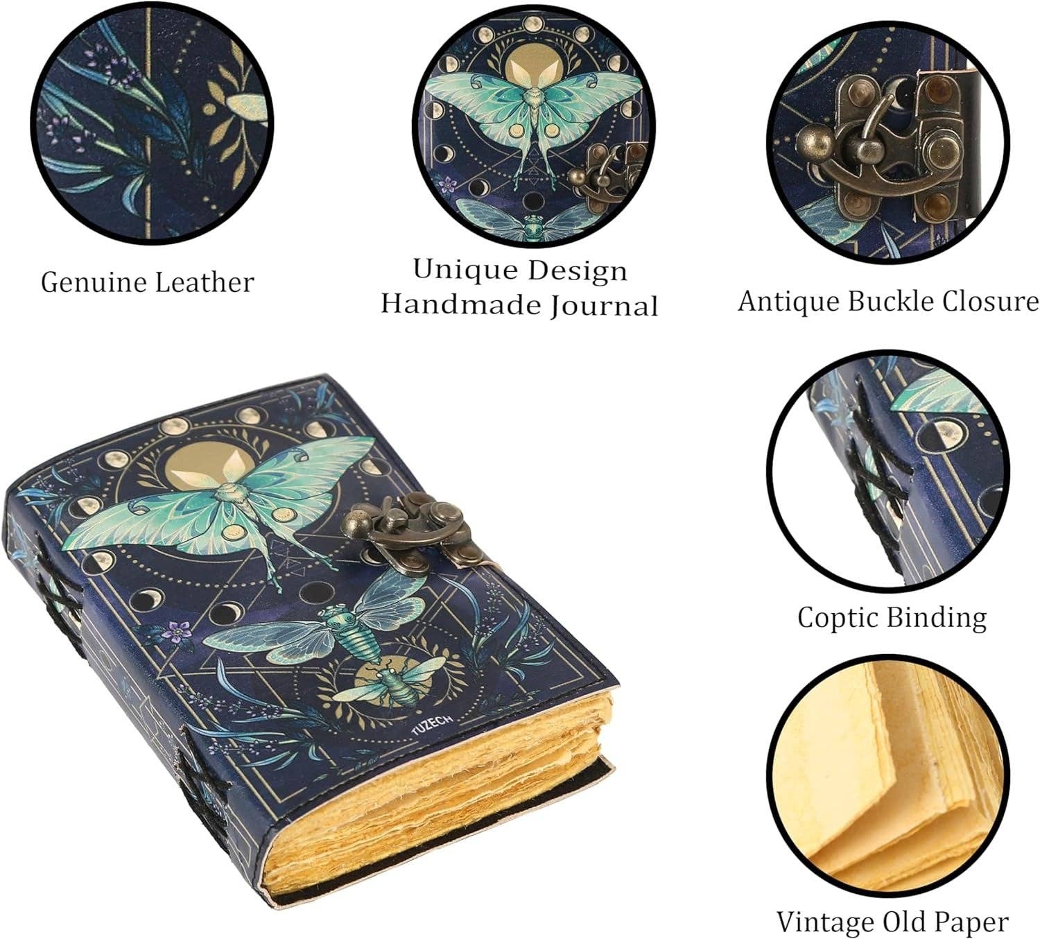 Tuzech Leather – wholesale Journal och dagbok – TUZECH läderklätt anteckningsbok med grimoirestil och ojämna kanter för män och kvinnor55