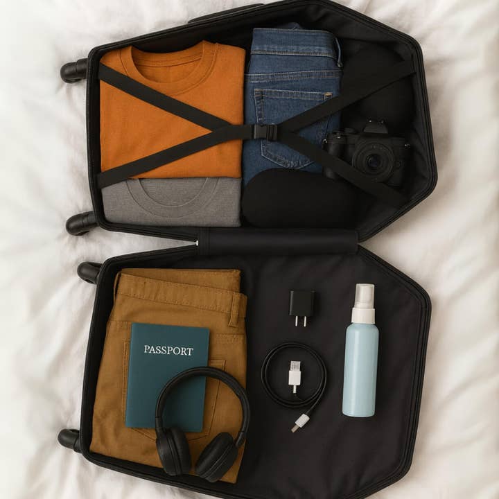 The Wine Savant / Khen Glassware - Wholesale Luggage - Coffin Suitcase 26.5 Inch Gothic Luggage Black Hard Shell3