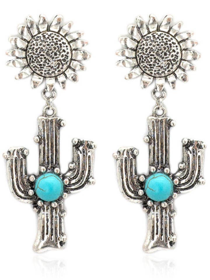 Cactus With Flower Top Earrings for wholesale by Suzie Q USA