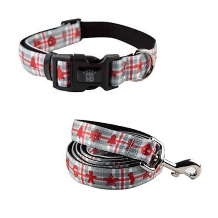 Christmas Ornaments Adjustable Dog Collar with Matching Lead for wholesale by Barker's Bowtique