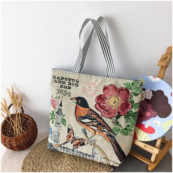 ACCITY - Wholesale Tote Bag - Women's - LARGE CAPACITY ETHNIC STYL CANVAS SHOULDER TOTE BAG_CWAB16705