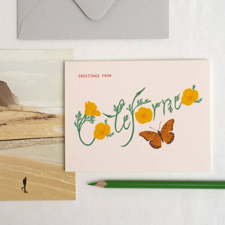 Cosmic Emigre - Wholesale Everyday Greeting Card - California Greetings Poppy Flowers Card1