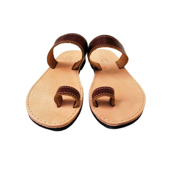 Anneau d'orteil pieds nus femmes sandales en cuir pour la vente par Nikola Sandals