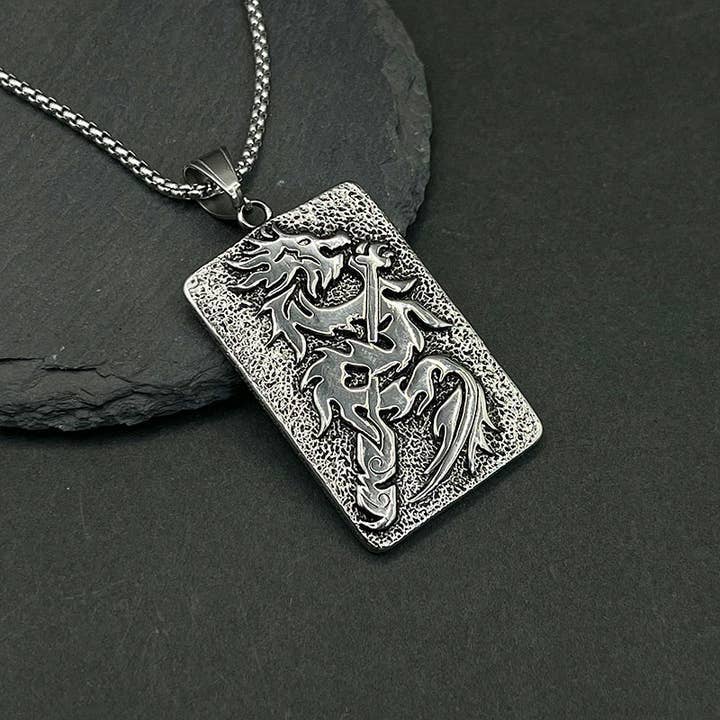 Wholesale Titanium Steel Zodiac Dragon Pendant Necklace for your