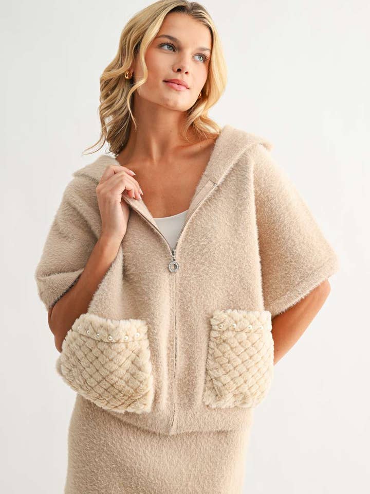 Veste en peluche tricotée Simone pour la vente par Joh Apparel