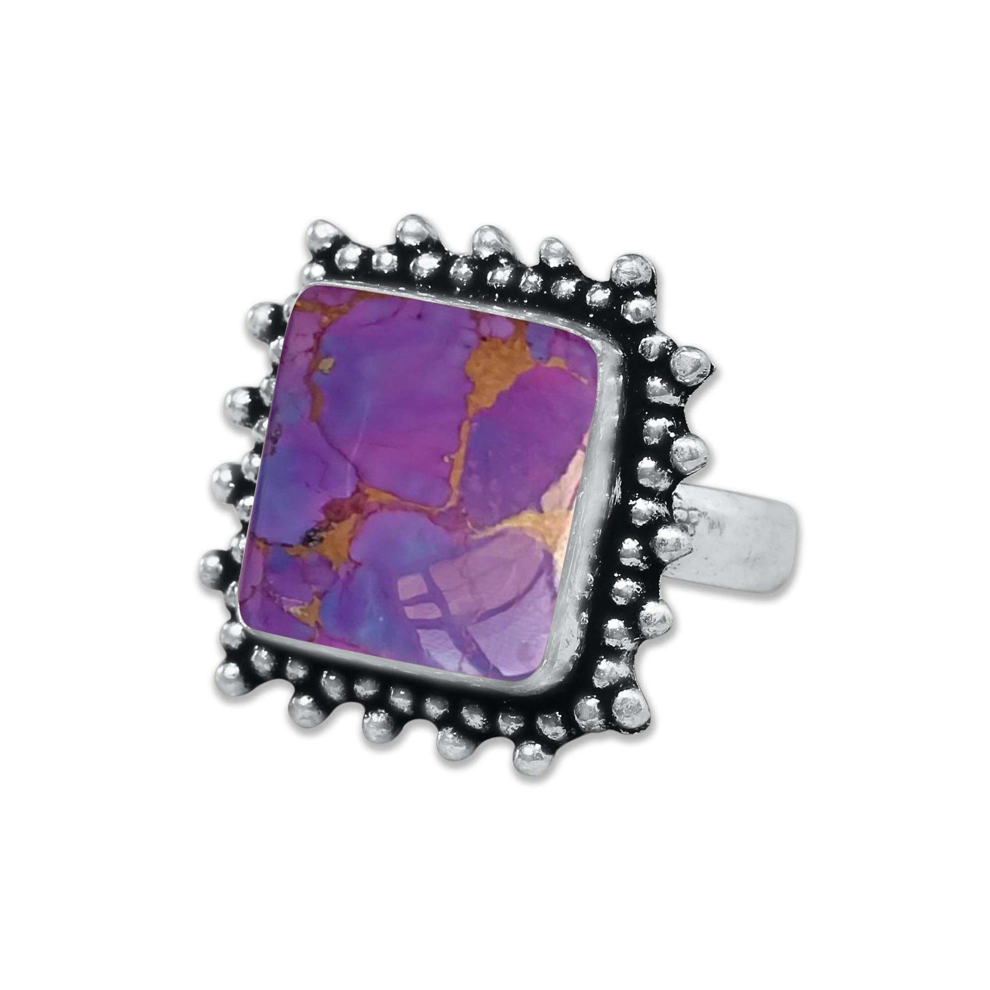 Handmade Jewels - Vente Bague de cocktail/de cérémonie - Bagues en turquoise cuivrée violette – Fait main, plaqué argent, bohème (sur commande)6