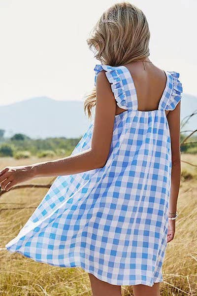 Blue Checkered dress for wholesale on Faire2