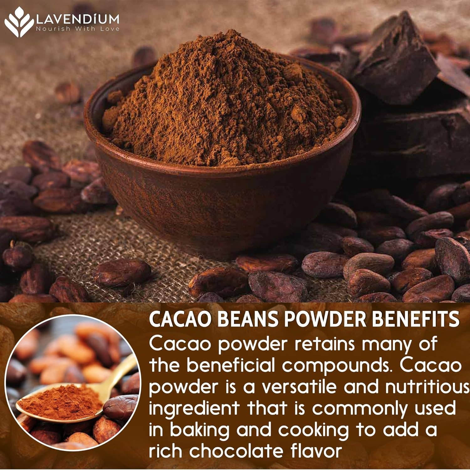 Naomi's Happy Place Shop - Wholesale Protein/Superfood Powder - Cacao Powder, 25oz (1.56 lbs), 100% Natural & Pure, Unsweetened, Rich Chocolate Flavor, Perfect for Baking & Smoothies3