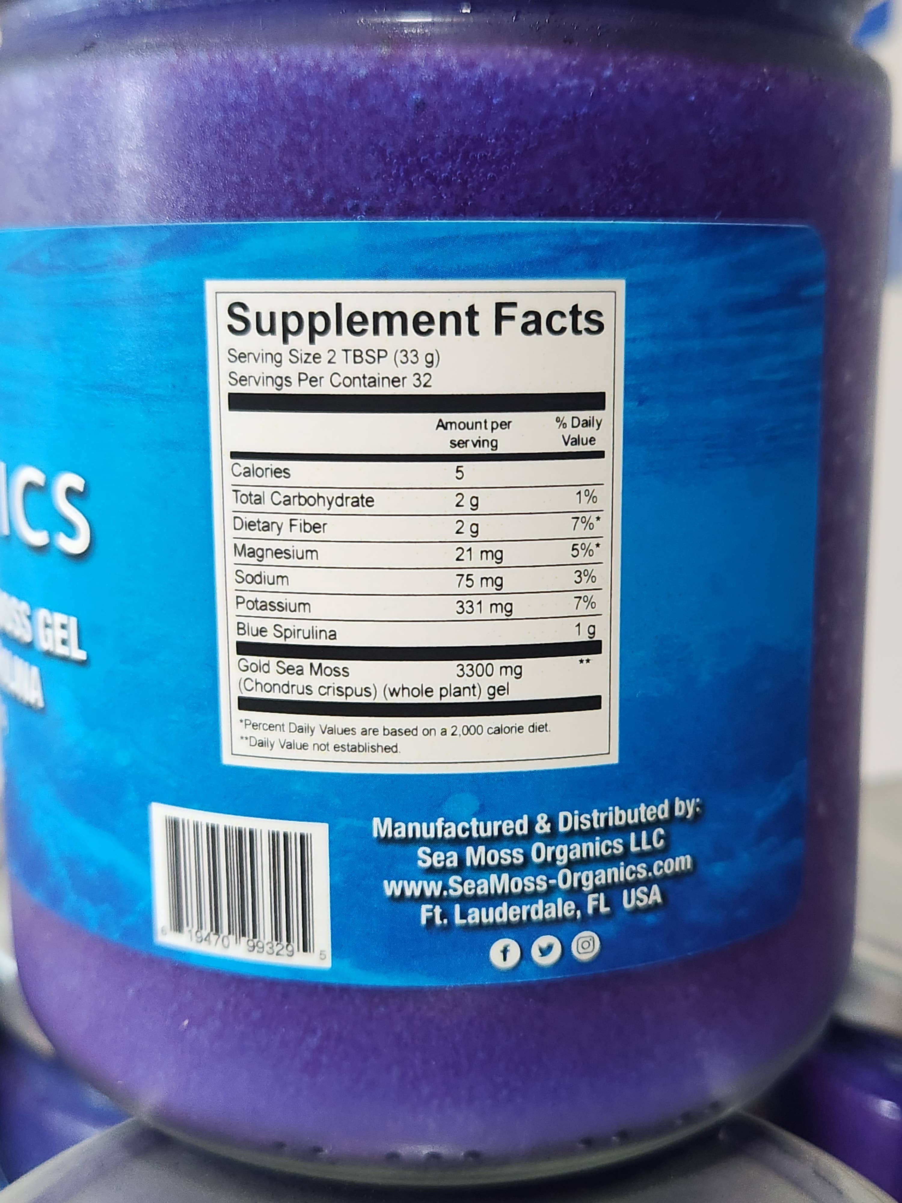 Sea Moss Organics LLC - Wholesale Voedingssupplement/vitamine - Blauwe spirulina en Peruaanse Chondrus Crispus (Iers zeemos) gel 454 g3