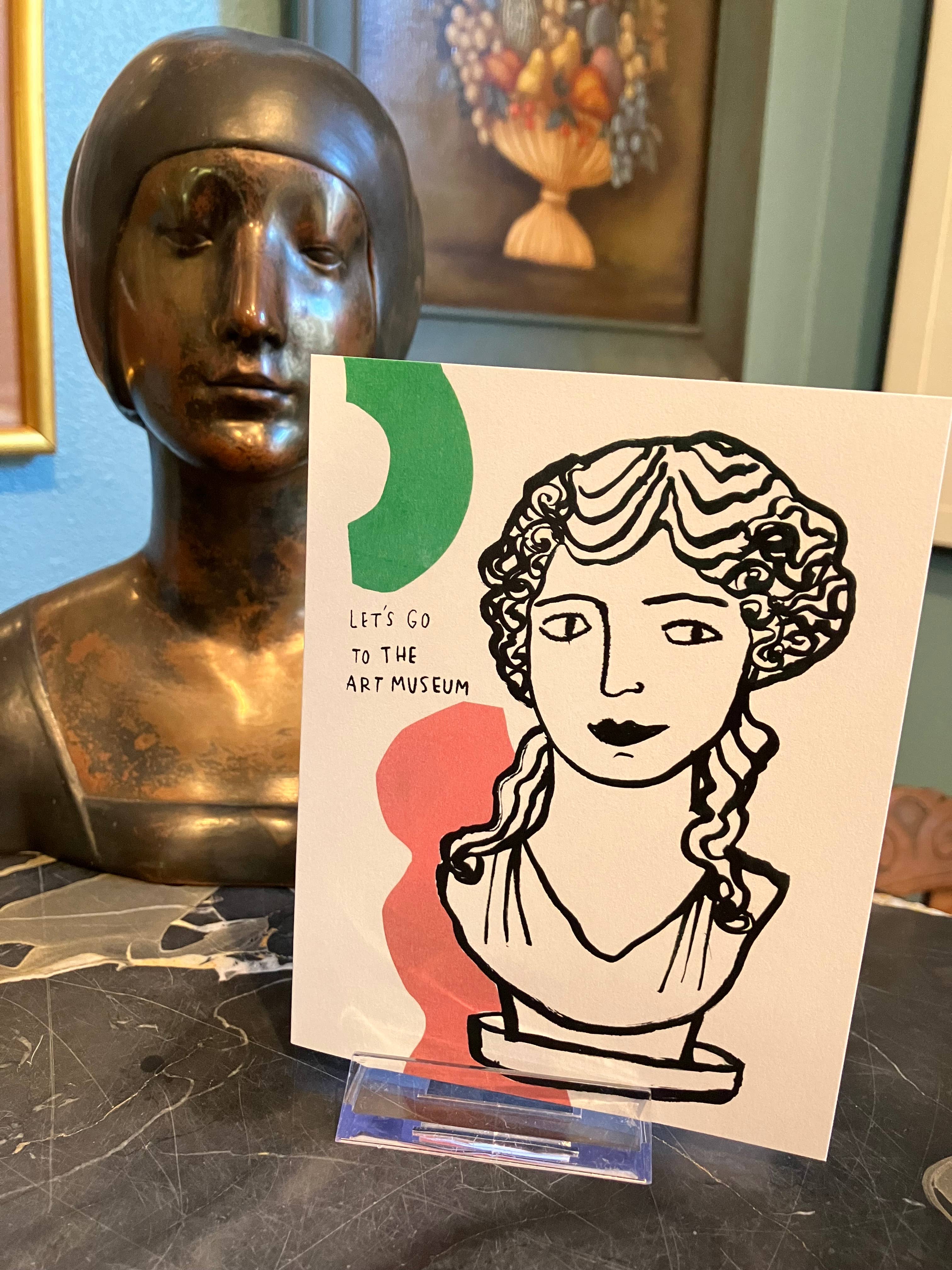Colleen Harrington Studio - Vente Carte de vœux classique - Carte de vœux A2 - Allons au buste romain du musée d'art6
