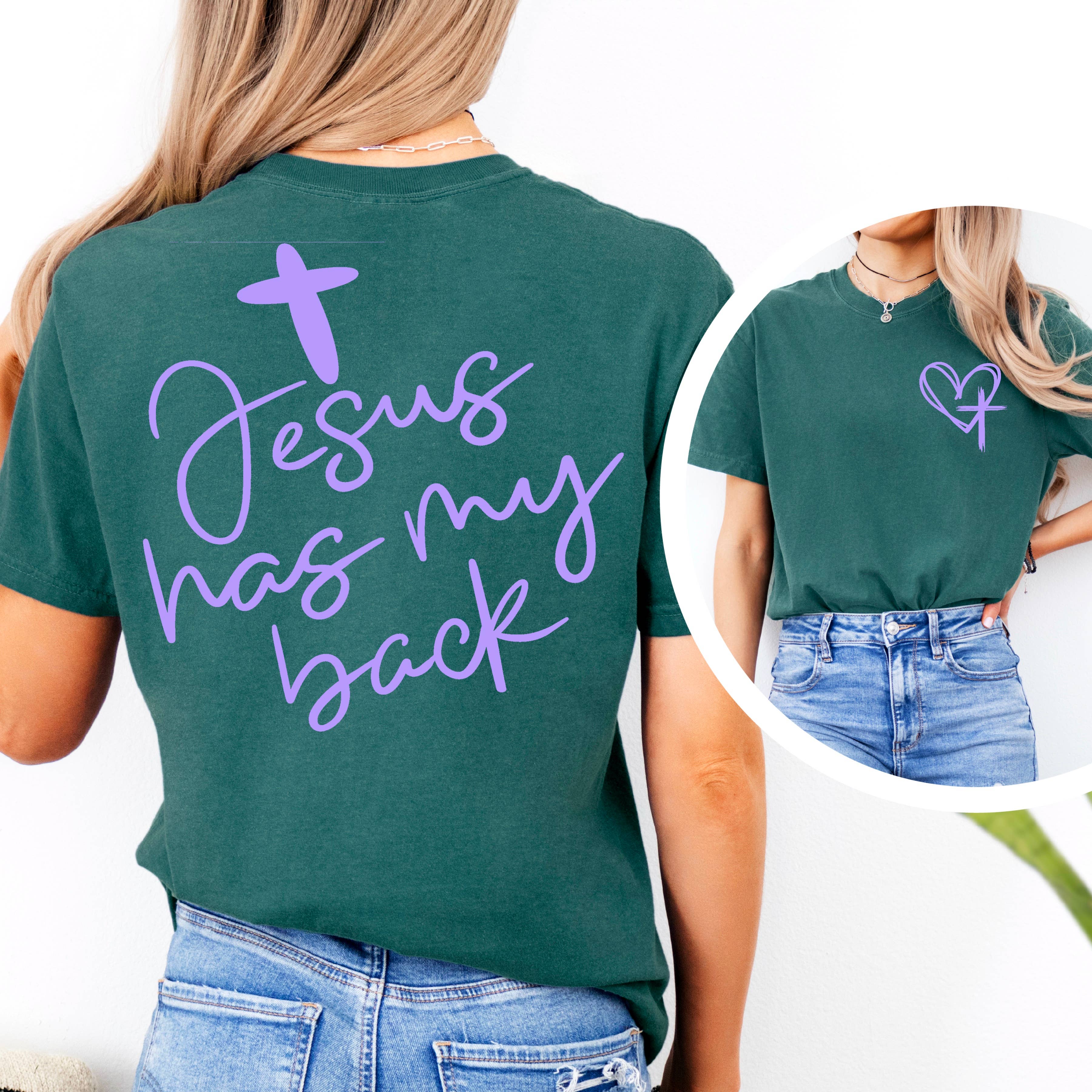 Shoppe SHC – wholesale T-shirt med logga - Dam – Jesus har min rygg grafisk t-shirt | Comfort Colors7