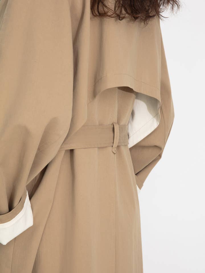 Khaki Classic Collared Longline Trench Coat for wholesale on Faire3