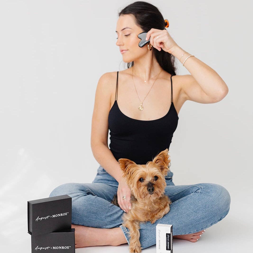 August & Monroe, Inc - Wholesale Face/Beauty Roller - Black Obsidian Stone Gua Sha2