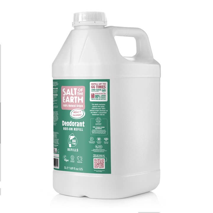 Melon & Cucumber Roll-On Refill Deodorant 5 litre for wholesale by Salt of the Earth