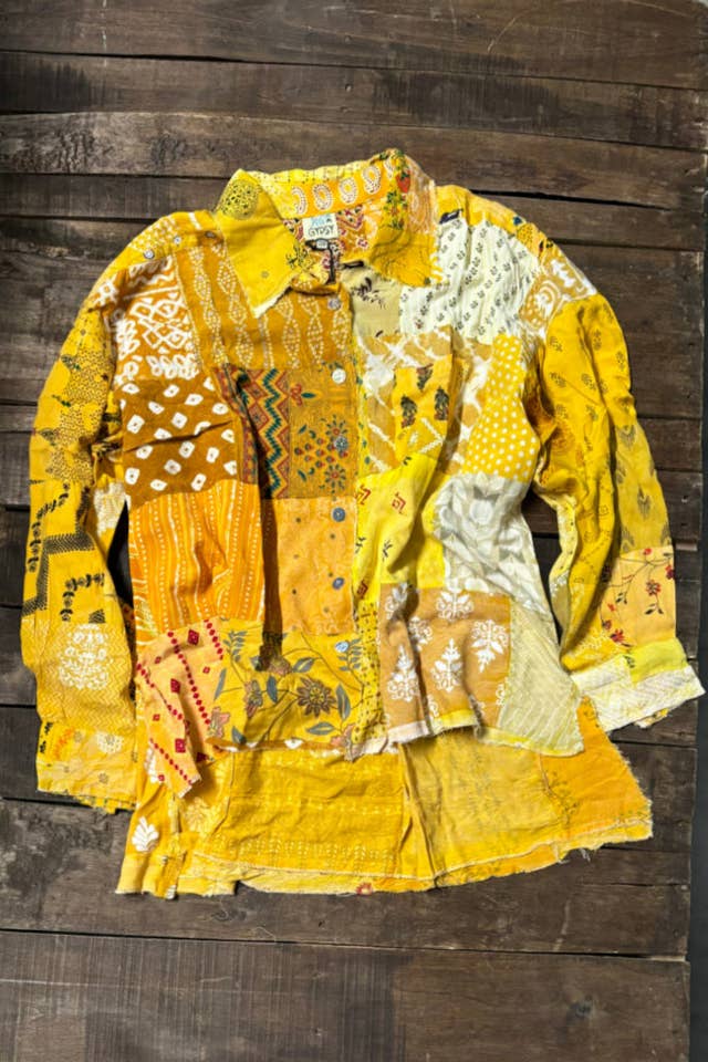 Jaded Gypsy - Vente Chemise à col boutonné – femme - Top en patchwork Sunrise - Sunshine JG-1523