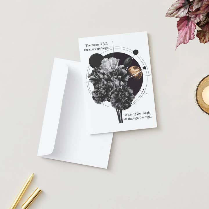 House of Osiris - Wholesale Season's Greetings Card - The Moon is Full, The Stars are Bright, Wishing You Magic All Through the Night Astrology Greeting Card | Blank Inside3