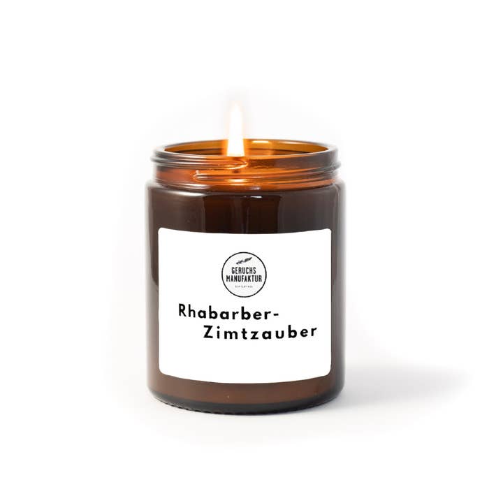 Scented Candle Rhubarb-Cinnamon Magic | All-Time Bestseller for wholesale by Geruchsmanufaktur