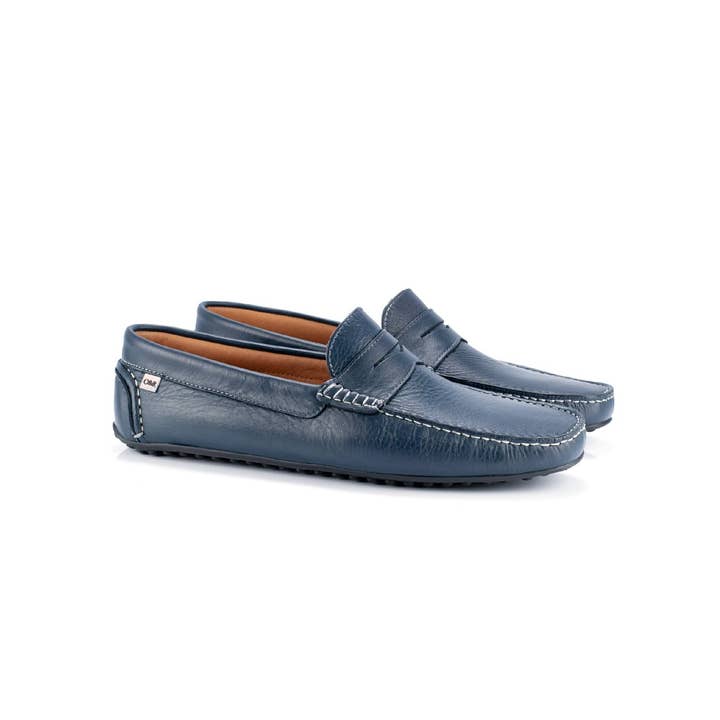 EDWARD-NAVY blå læder loafer for engroshandel hos Ortiz & Reed