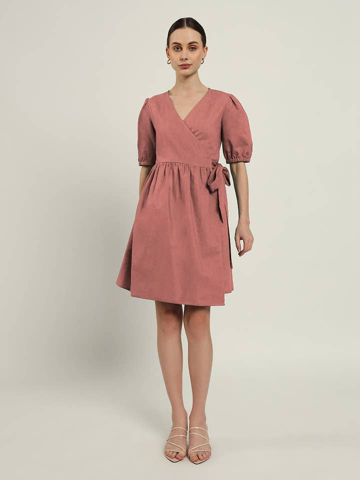 The Inzai Ivory Pink Cotton Dress for wholesale by Thevasa