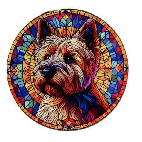 Cairn Terrier Stained Glass Effect Coaster for wholesale by Dogcrafts