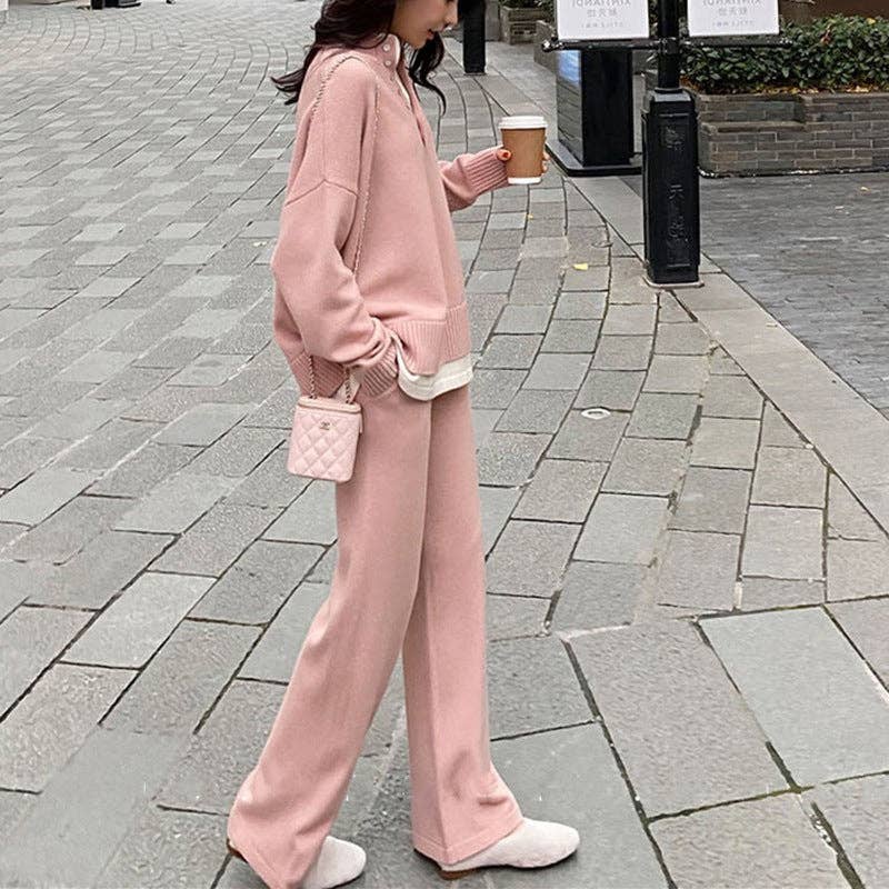 Marayn - Wholesale Lounge Set - Women's - Chic Knit Sweater  WideLeg Pants Autumn Set11