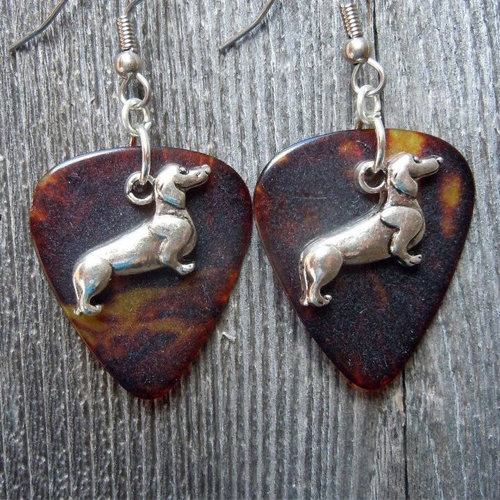 Simply Raevyn - Wholesale Dangle Earrings - Dachshund Charm Guitar Pick Earrings8