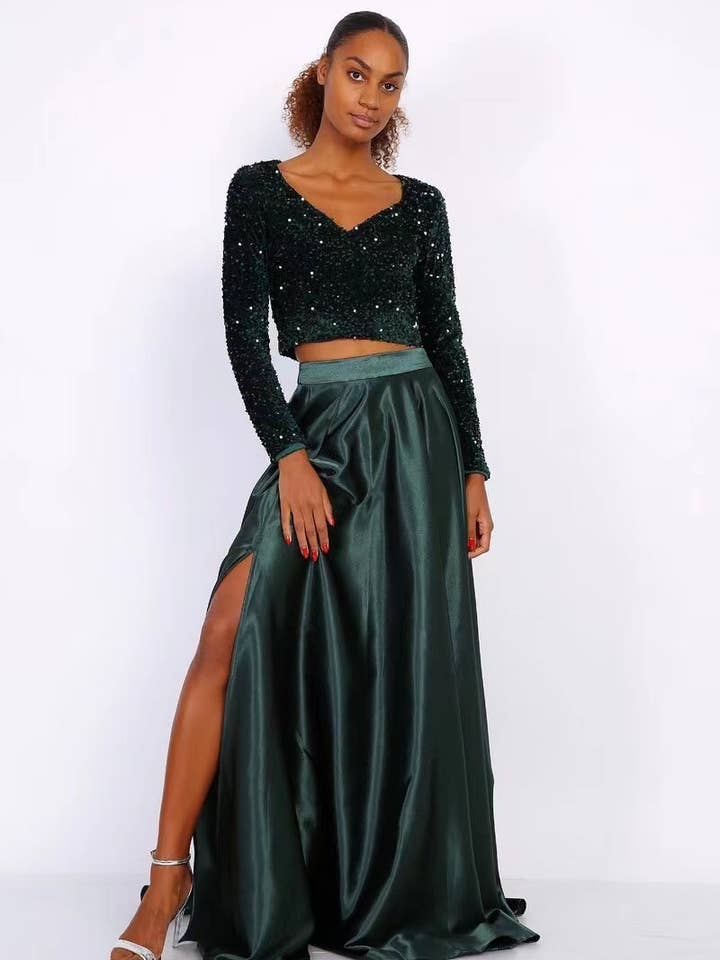 Top med pailletter og lange ærmer H1251 for engroshandel hos Invitadissimas