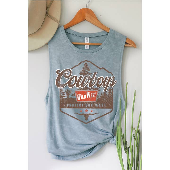 HRTandLUV - Wholesale Tank Top - Women's - COWBOYS WILD WEST GRAPHIC TANK TOP