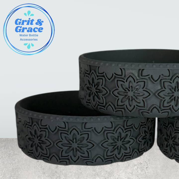 Midnight Black Lotus Short Boot for wholesale by Grit & Grace Water Bottle Accessories